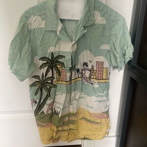 Tommy Bahama Tropical Print Shirt - Green and Yellow